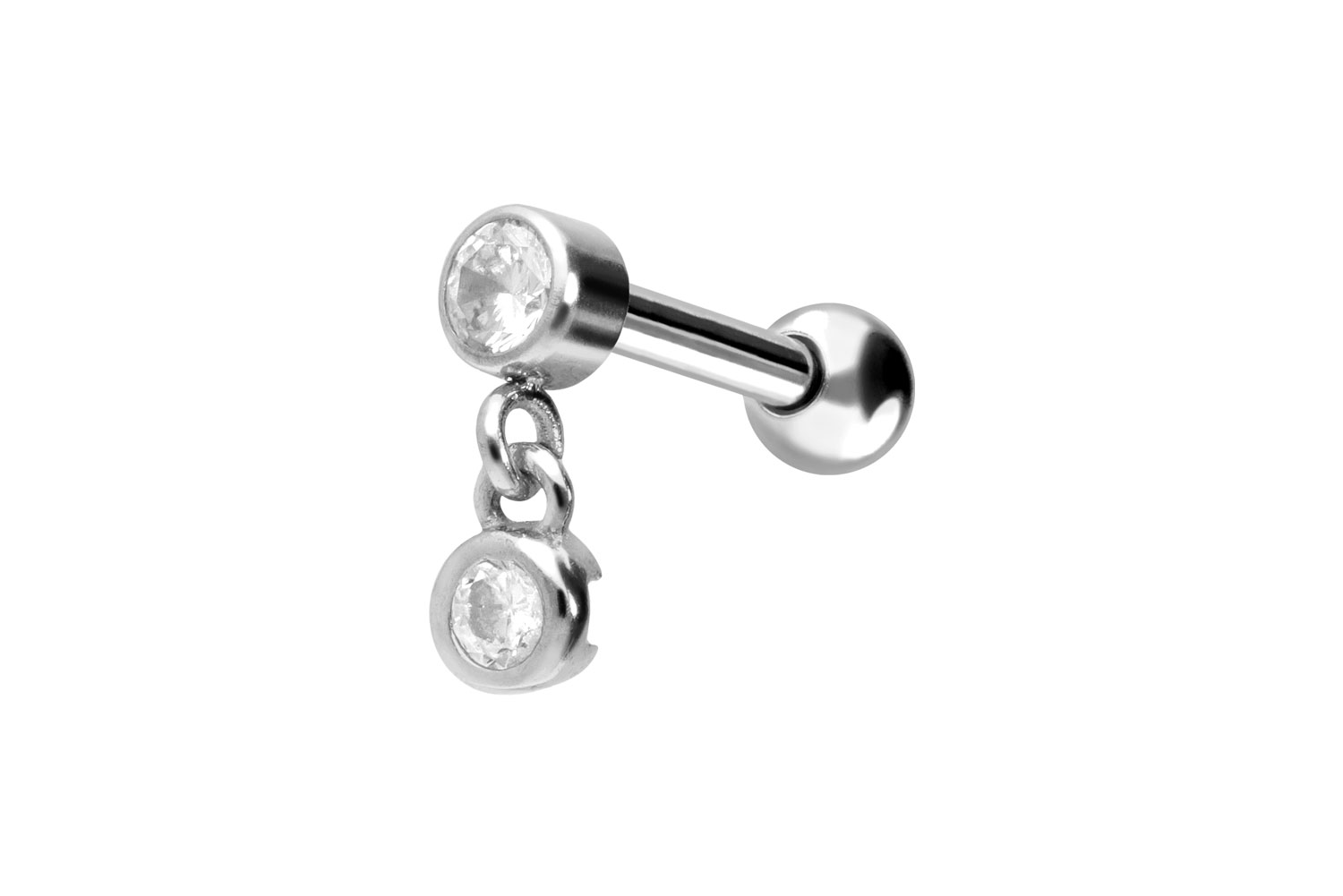 Chirurgenstahl Ohrpiercing 2 KRISTALLE